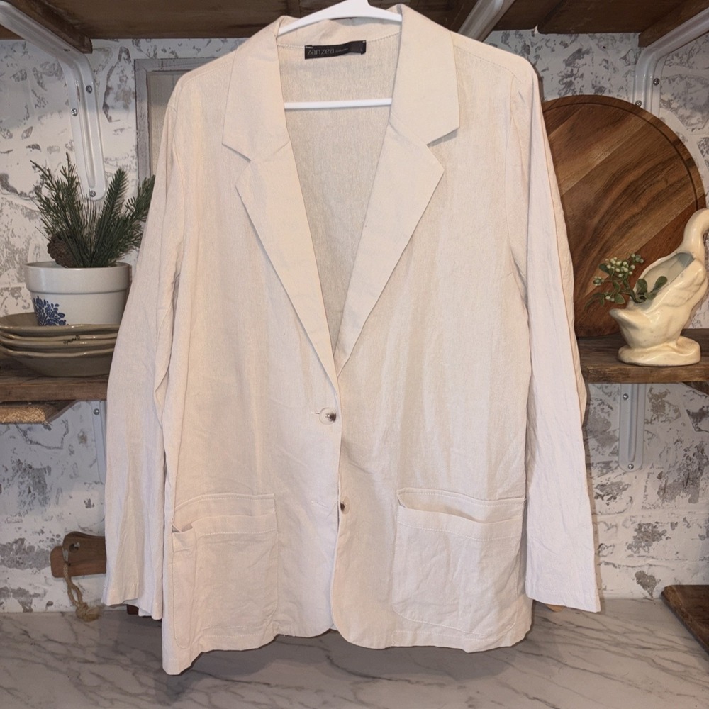 Zanzea 100% Cotton Coastal Cowgirl Blazer Coat Women's Size L